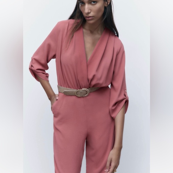 ZARA BELTED WRAP JUMPSUIT - Picture 4 of 13